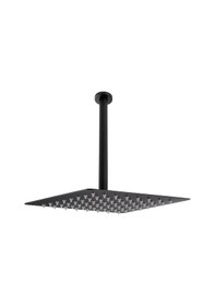 Resim Fause Ankastre Duş Başlığı Borulu Kare Slim Metal 40 X 40 Cm Tavandan Siyah 