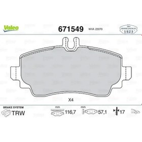 Resim Mercedes Vaneo On Fren Balatasi 1.6 2002-2003 Valeo 671549 