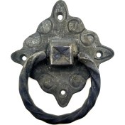 Resim Kuzgun Ticaret Antika Tarz Dekoratif Pirinç Mobilya Kulbu, Kapı Kilit Halkası - 94X97 Mm, Büyük, Oksit 