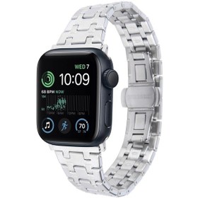 Resim iOs Watch Uyumlu Se İçin 40mm Çift T Paslanmaz Çelik Saat Bandı Gümüş 