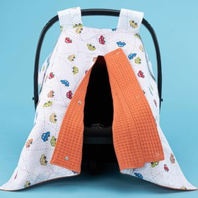 Resim Puset Örtüsü - Çift Taraflı - Turuncu Petek - Renkli Arabalar 