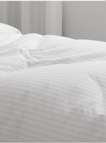 Resim Mrs.Gugar Tek Kişilik Saten Çizgili Beyaz Nevresim Takımı 