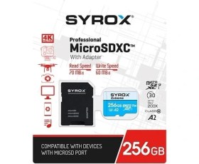 Resim Syrox 256 GB Micro Sd Card Hafıza Kartı & Adaptörü Class 10 MC256 