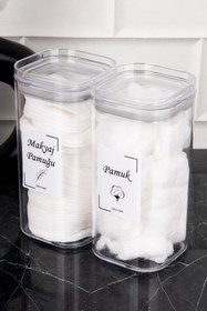 Resim DNS HOME 2'li Banyo Seti Makyaj Pamuğu Ve Pamuk Organizeri Banyo Düzenleyici Mika Set 