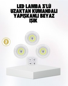 Resim Kablosuz Gün Işığı 3 Lü Led Spot Lamba Kumandalı Renkli 