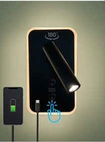 Resim Type-c Girişli Led Duvar Okuma Lambası Başucu & Çalışma Apli... Siyah 