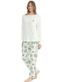 Resim U.s. Polo Assn. Kadın Yaprak Desenli Yuvarlak Yaka Pijama Takımı 001 