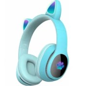 Resim Techno Guru Technoguru Kedi Kulağı Tasarımlı Rgb Işıklı Katlanabilir L400 Bluetooth Kulaklık Mavi 