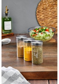 Resim Cooker 3'lü 300 Ml Metal Kapaklı Borosilikat Cam Kavanoz Seti Ckr3893 Gümüş 