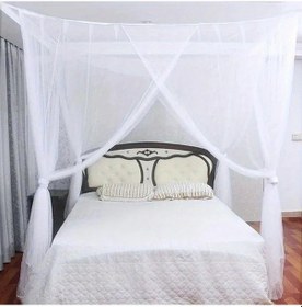 Resim Fochsia Büyük Yataklar İçin 4 Kapılı Beyaz Cibinlik Ve Zarif Tavanı 