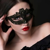 Resim 1 adet Zarif Siyah Dantel Maske Maske Çiftler için - İnci Venesiyalı Tasarım, Sevgililer Günü, Partiler ve Kostüm Etkinlikleri için Mükemmel, Polyester Malzeme, Romantik Parti Aksesuarı|Zarif Göz Maskesi|Polyester Mask, Sevimli Takı 