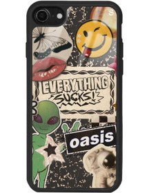 Resim Spoyi Iphone 7 - 8 Retro Sticker Tasarımlı Glossy Telefon Kılıfı 