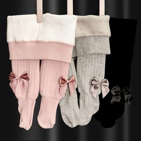 Resim 1 Adet Çocuk Kalın Polar Tayt - Yumuşak, Sıcak ve Rahat Kız Bebek Kışlık Pantolonu, Fiyonk Detaylı Şık Kıyafet, Soğuk Hava, Okul ve Dış Mekan Aktiviteleri İçin İdeal Bebek Çorap Taytı 