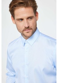 Resim Tudors Slim Fit Mavi Non-ıron %100 Pamuk Doğa Dostu Ekoteks Belgeli Ütü Gerektirmez Gömlek-31171 Mavi 