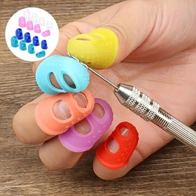 Resim 5/10 adet Silikon Parmak Koruyucuları ve Yüksük Tutacakları - Dikiş, Gitar Çalma, Para Sayma için Ergonomik Parmak Koruyucuları - Dayanıklı, Rahat Çok Renkli Set (Mavi, Pembe, Kırmızı, Sarı, Yeşil, Mor) 