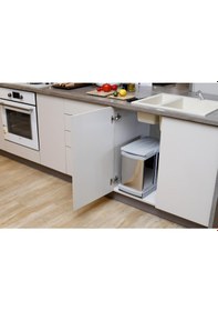 Resim P-9455 12+12 Litre Gri Teleskopik Raylı Paslanmaz Çöp Kovası P-9455 Antrasit - Gri 