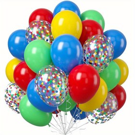 Resim 45 adet Renkli Yeşil, Kırmızı, Sarı ve Mavi Balonlar - 25.4cm Lateks Helium Balonlarlar Doğum Günleri, Düğünler, Duşlar ve Partiler için - Dayanıklı Emülsiyon, Elektrik Gerektirmez, Kutlama Balonları|Konfeti Balonları|Kolay Şişirme Balonları 