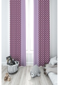 Resim Mekta Home Bebek Ve Çocuk Odası Lila Bulut Desenli 2 Kanat Fon Perde 