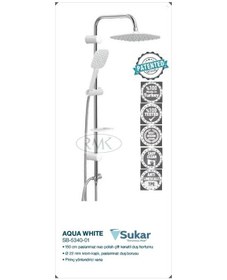 Resim Sukar Beyaz Tepe Duş Seti Kare Rain Aqua Whıte Beyaz 