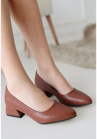 Resim Desniy Taba Cilt Topuklu Ayakkabı Çok Renkli 