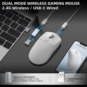 Resim Nisar Store Ajazz AJ139 Pro x Superlıght Kablosuz Oyun Faresi,ultra HAFIF(59G),PIXART PAW3395 Optik SENSÖR,26000 Dpı,2.4ghz/usb C Kablolu,ergonomik,6 Programlanabilir DÜĞME,200 Saat Pil Ömrü,pc/mac Için - Beyaz 