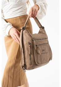 Resim 571 Collections Yıkanmış Deri Hem Sırt Hem Omuz Çantası Krem Model: 571-14-18d 