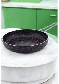 Resim Gökdil Cantef Yanmaz Yapışmaz 30 Cm Metal Kulplu Granit Tava Siyah 