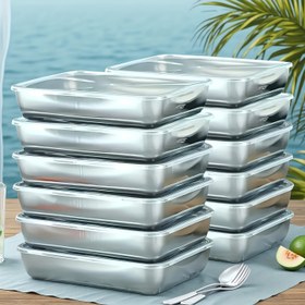 Resim 24 Parça Paslanmaz Çelik Gıda Saklama Kapları Seti - Ağır Hizmet Tipi, İstiflenebilir, Sızdırmaz ve Havasız Büyük Dikdörtgen Tava Boyutlu Yuvarlak Köşeli Kavanozlar Kampçılık, Piknik, Ev Mutfağı, Şirketler için Uygun - Makinede Yıkanabilir, Dayanıklı & Kolay Temizlenir, İdeal Ön Hazırlık, Artıklar, Derin Dondurucu Depolaması İçin Endüksiyonla uyumlu, Çizilmeye Karşı Dirençli, Hijyenik, Piknik Çantası 