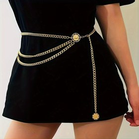 Resim 1 Adet Bohem Fırfır Kemer Moda Trend Çok Katmanlı Zincirli Hip-Hop Metal Pantolon Zinciri 