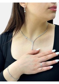 Resim Oya Silver Yuvarlak Su Yolu Gümüş Kadın Set 