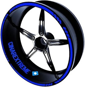 Resim Moto Rider 4'lü Sticker Seti Reflektif Mavi İç Dış Jant Şeridi Kask ve Çamurluk 