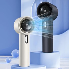 Resim Yüksek Hızlı Şarj Edilebilir El Tipi Turbo Fan - 9m/s Hava Akışı, 100 Hız Ayarlı, USB Şarj, Kablolu Taşınabilir, Dayanıklı ABS Malzeme, İç ve Dış Mekan Kullanımı İçin Giyilebilir Tasarım, Siyah, Taşınabilir Fan 