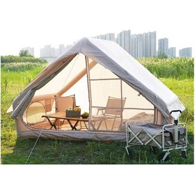 Resim Yek Outdoor 6 Kişilik 4 Mevsim Pompalı Ve Soba Çıkışlı Şişme Çadır 300x210x200cm Krem 
