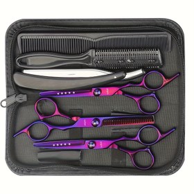Resim Saç kesme makinesi seti, profesyonel saç kesme makinesi seti montajı, saç inceltici makaslar, saç karıştırma salon makası, tıraş makinesi, saç kuaför profesyonel set 