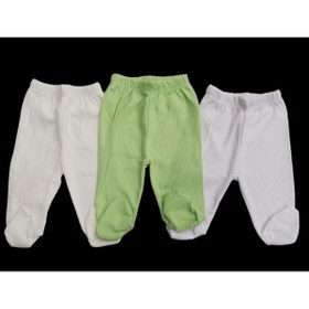 Resim özdemirli bebe Bebek Patikli Alt Hava Alır Kumaş Düz Renk (3 Lü Paket Beyaz-krem-çağla Yeşili ) 