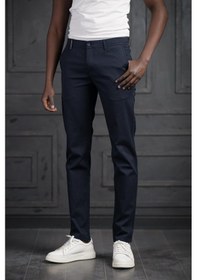 Resim Perpant Slimfit Küçük Armürlü Yazlık Pamuklu Gabardin Pantolon Lacivert 