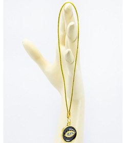 Resim Altın Kaplama Siyah Renkli Metal Göz Parlak Taşlı Nazar Boncuğu L 