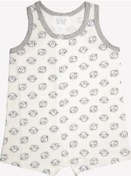 Resim Organik Kuzu Baskılı Unisex Bebek Tulum & Salopet Ekru 