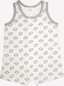 Resim Organik Kuzu Baskılı Unisex Bebek Tulum & Salopet Ekru 