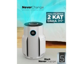 Resim Shark Neverchange5 60M² Etkili 5 Yıl Filtre Ömürlü Akıllı Kirlilik Sensörü ve Koku Giderici Teknolojili Hepa Filtreli Standart Hava Temizleyici 
