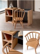 Resim Montessori Yükseklik Ayarlanabilir Kadameli Çalışma Masası Kayın Masif Panel Ahşap Hugo Siyah Ahşap 