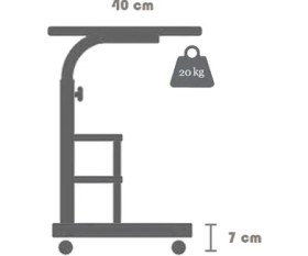 Resim servetavcı Yükseklik Ayarlı ve Çift Raflı Laptop Sehpası ve Çalışma Masası - Ceviz (Tekerli) 70 x 40 cm 