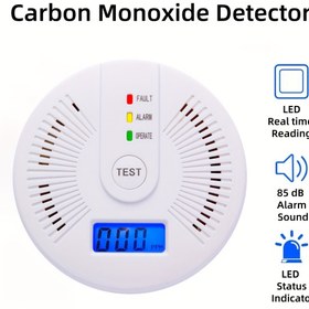 Resim Karbon Monoksit Algılayıcıları, CO Alarm Algılayıcı Monitor Pil Operasyonlu Dijital Ekranlı Ev Mutfak İçin 