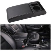 Resim Araba Çok Fonksiyonlu Çift Usb Kol Dayama Kutusu Booster Ped, Mikrofiber Deri Düz Tip Black White 