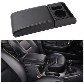 Resim Araba Çok Fonksiyonlu Çift Usb Kol Dayama Kutusu Booster Ped, Mikrofiber Deri Düz Tip Black White 