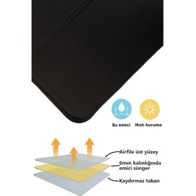 Resim Kurutma Matı, Bulaşık Kurutma Örtüsü, Kaymaz Taban Emici Bulaşıklık, Katlanır Bulaşık Matı (49X40CM) Siyah 