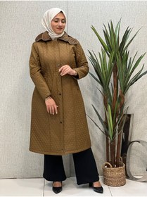 Resim Butik büyük beden Dizaltı Kapitone Kaban 