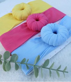 Resim punicha Kız Çocuk Bebek Donut Bandana 3 lü Aksesuar Set Sarı -fuşya-bebe Mavi 