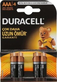 Resim Alkalin İnce Kalem Pil (AAA) 4 LÜ Kartela (10 Adet) Duracell