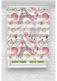 Resim Perdecizade Enxboy Pembe Eyfell Dijital Baskılı Zebra Perde-cocuk Odası-stor Perde Renkli 